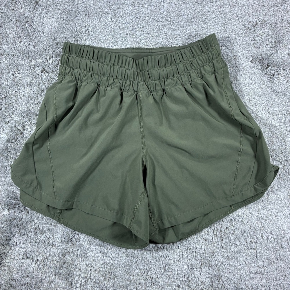 Lululemon Track That Shorts 5" Size 6 Mid Rise Woman's Running Active Army Green